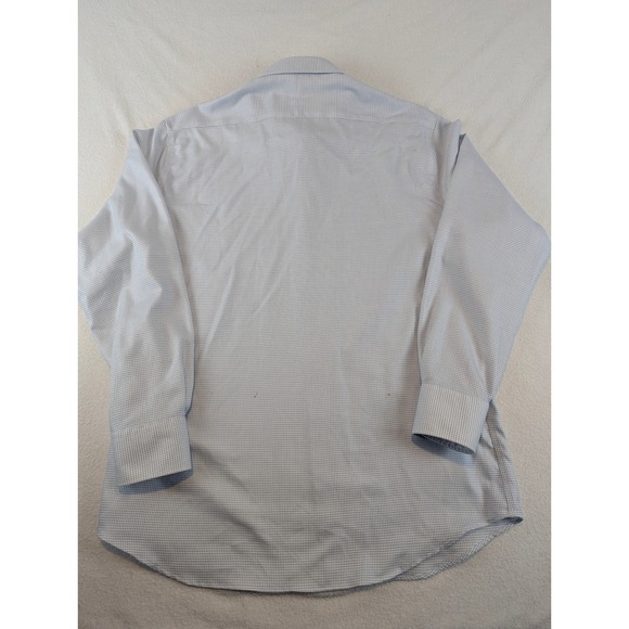 TWILLORY Mens Tailored Fit Non Iron Dress Shirt Light Blue Check 17 34/35 - Picture 6 of 11